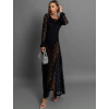 Čierne dlhé čipkované šaty OCHRIM s bodmi