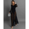 Čierne dlhé čipkované šaty OCHRIM s bodmi