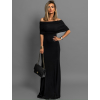 Čierne dlhé spoločenské šaty EMANUELE bez ramienok