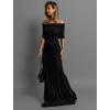 Čierne dlhé spoločenské šaty EMANUELE bez ramienok