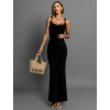 Čierne dlhé tvarujúce večerné šaty COMNORY