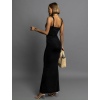 Čierne dlhé tvarujúce večerné šaty COMNORY