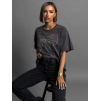 Čierne oversize tričko ORESTIS s kamienkami