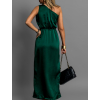 Smaragdové saténové midi šaty ROULES