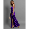 Fialové saténové dlhé šaty ADOLFINA s korzetom