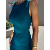 Petrolejové elastické midi šaty KEENAN