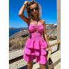 Ružové volánikové krátke šaty FOTIS