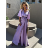 Svetlo fialové dlhé saténové šaty GO HOME s rázporkom