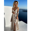 Béžové dlhé saténové šaty KRISTAL s prikrývkou