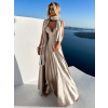 Béžové dlhé saténové šaty KRISTAL s prikrývkou