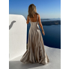 Béžové dlhé saténové šaty KRISTAL s prikrývkou