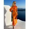 Oranžové šaty NEVER s prestrihom a roláčikom