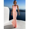 Růžové dlouhé společenské šaty IZIAS (Veľkosť ONESIZE)