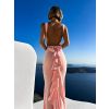 Růžové dlouhé společenské šaty IZIAS (Veľkosť ONESIZE)