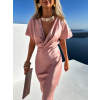 Starorůžové elegantní šaty MIRIAM s krátkým rukávem (Veľkosť ONESIZE)