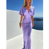 Fialové elegantné šaty INVANCE s výstrihom do V