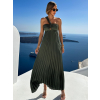 Kaki elegantné šaty TOKIA cez jedno rameno