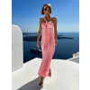 Ružové dlhé plisované saténové šaty TOKIA