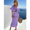 Fialové saténové šaty MIRIAM s krátkym rukávom