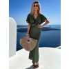 103743 khaki satenove saty miriam s kratkym rukavem