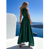 Smaragdové dlhé saténové šaty MADES na zaväzovanie