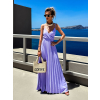Fialové dlhé plisované šaty SUNLOVE na ramienka
