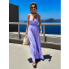 Fialové dlhé plisované šaty SUNLOVE na ramienka