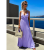 Fialové dlhé plisované šaty SUNLOVE na ramienka