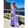 Fialové dlhé plisované šaty SUNLOVE na ramienka