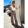 Hnedé široké nohavice SPIDER s leopardím vzorom