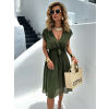 Khaki elegantní splývavé šaty EDVIN s výstřihem (Veľkosť ONESIZE)
