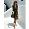 Khaki elegantní splývavé šaty EDVIN s výstřihem (Veľkosť ONESIZE)
