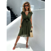 Khaki elegantní splývavé šaty EDVIN s výstřihem (Veľkosť ONESIZE)