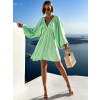 Svetlo zelené boho krátke šaty RANGE s výstrihom