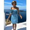Modré krátke denim šaty JOAQUIN s aplikáciou