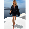 Čierne krátke koktailové šaty ERCHIS s dlhým rukávom
