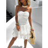 Biele krátke boho šaty KROKY s volánikmi