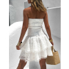Biele krátke boho šaty KROKY s volánikmi