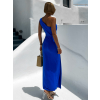 Kráľovsky modré asymetrické elegantné šaty DIETER