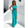 Tyrkysové elegantné asymetrické šaty DIETER