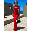 Červené dlhé tvarujúce elegantné šaty COMNORY