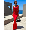 Červené dlhé tvarujúce elegantné šaty COMNORY