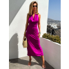 Fialové elegantné elastické šaty LUCIAN okolo krku