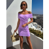 Fialové mini šaty KORALENE cez ramená