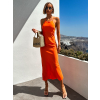 Oranžové dlhé jednoduché šaty MATELLI