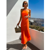 Oranžové dlhé jednoduché šaty MATELLI