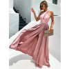 Ružové dlhé saténové šaty EMERIK