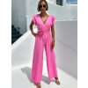 Ružový dlhý elegantný overal KOSMAS s výstrihom