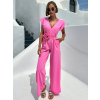 Ružový dlhý elegantný overal KOSMAS s výstrihom