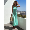 Svetlo zelené elegantné elastické šaty LUCIAN okolo krku